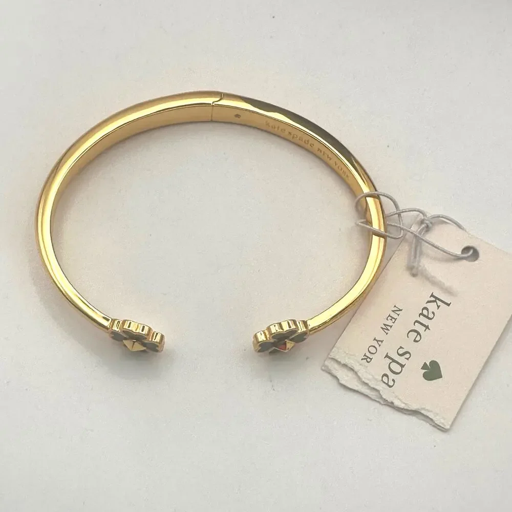 KATE SPADE Black Spades & Studs Cuff Bracelet Gold Plated Designer Bracelet - Picture 3 of 11